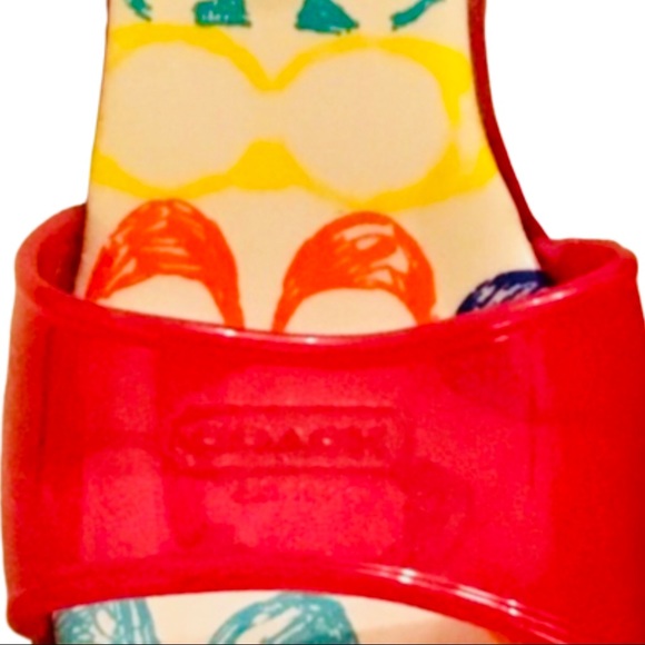 💯% Authentic Coach Jelly Logo Kitten Heel Sandals - Picture 2 of 6